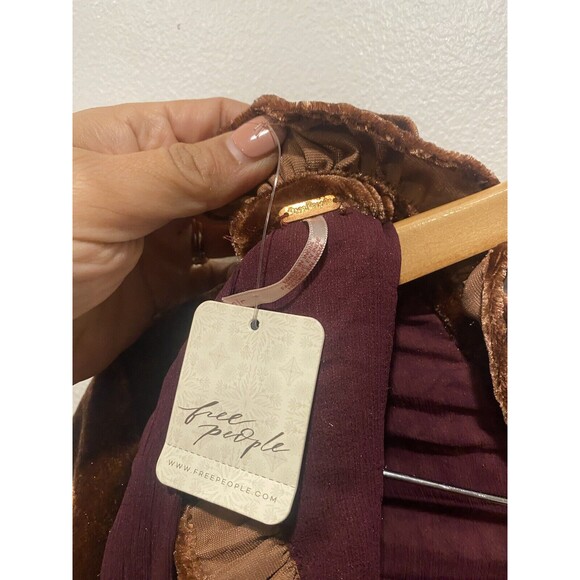 Free People Gum Drop Velvet Minidress in Chocolate Sz L NEW $168 - Picture 10 of 11